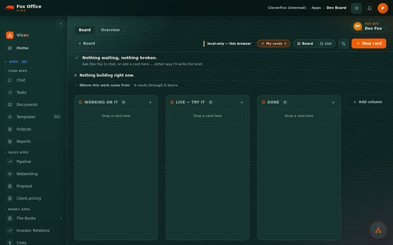 The Dev Fox app in Fox Office.