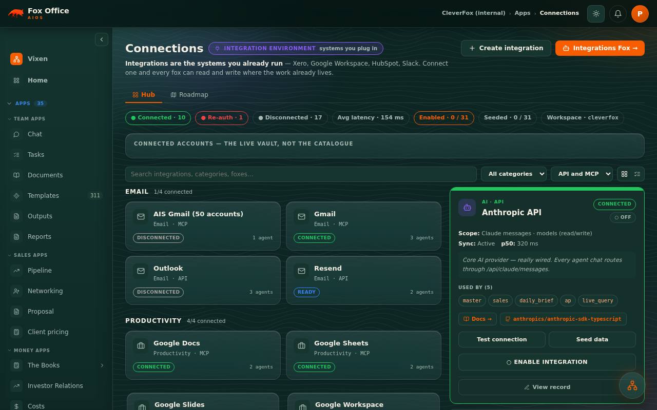 The Connections app in Fox Office.
