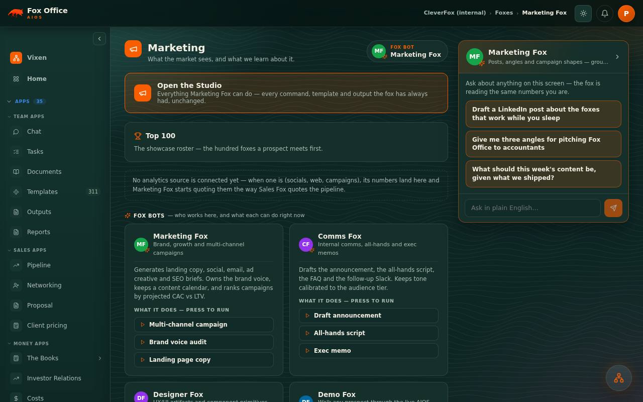 The Marketing app in Fox Office.